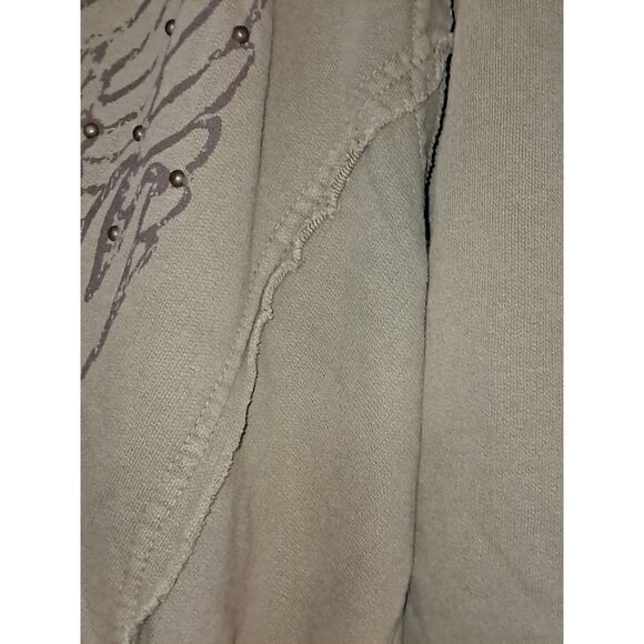 A Simply Irresistible Sweatshirt Hoodie Zip Front Raggedy Boho Olive Green L - Picture 10 of 13